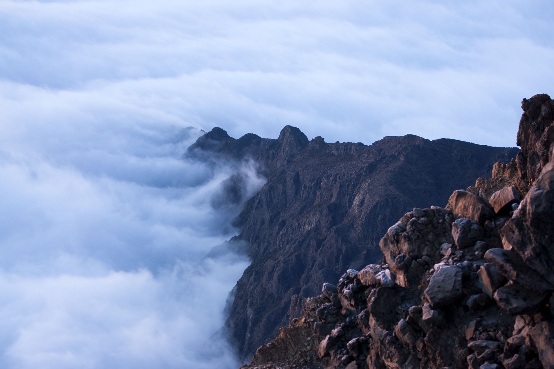 Clouds at foot of Mount Meru